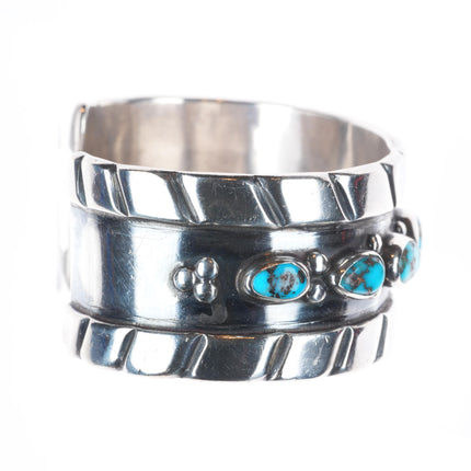 6.5" 50's-60's Navajo Bisbee Turquoise sterling silver wide band cuff bracelet