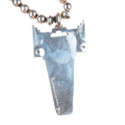 Michael Horse-Yaqui Sterling silver coral/turquoise Kachina pendant necklace