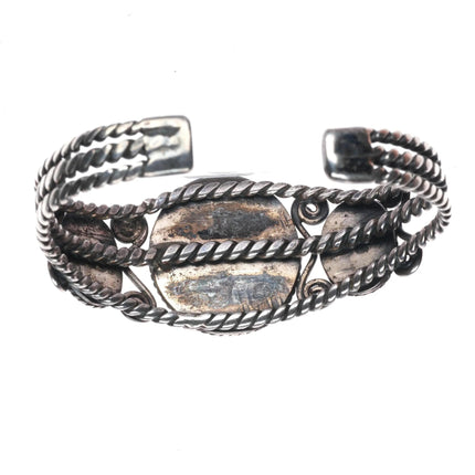 6.5" c1940 Nevada red spiderweb turquoise Navajo sterling silver cuff bracelet