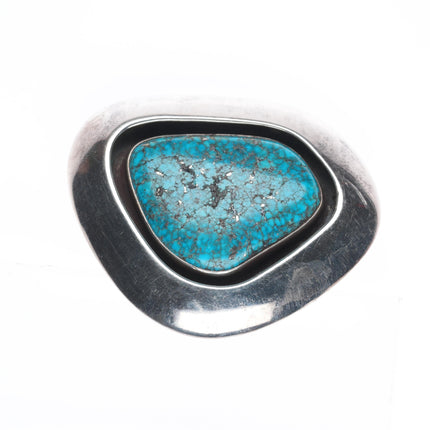 Native American Lone Mountain turquoise modernist sterling silver pendant/pin