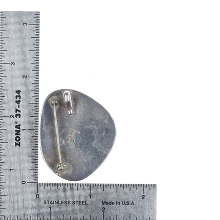 Native American Lone Mountain turquoise modernist sterling silver pendant/pin