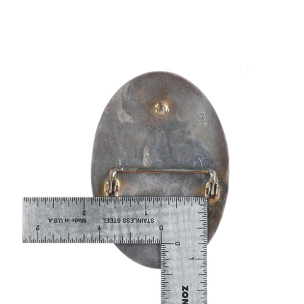 Vintage Navajo overlay sterling silver belt buckle with deer overlay b