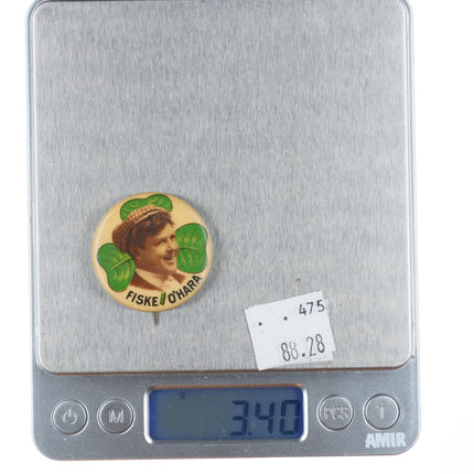 Antique Fiske O'Hara Opera singer/Actor pinback button clover