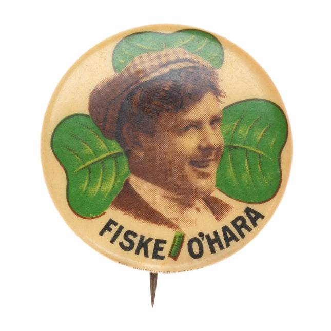 Antique Fiske O'Hara Opera singer/Actor pinback button clover