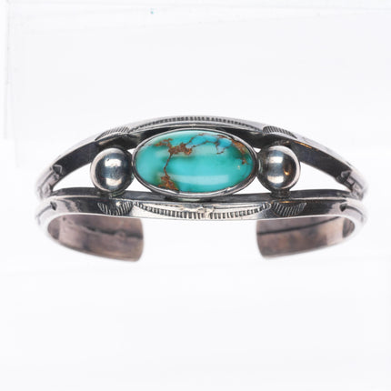 6" c1940's Navajo Royston turquoise carinated sterling silver cuff bracelet