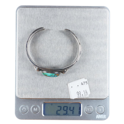 6" c1940's Navajo Royston turquoise carinated sterling silver cuff bracelet