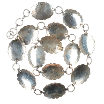 40" Vintage Navajo sterling silver link concho belt/hatband w/turquoise