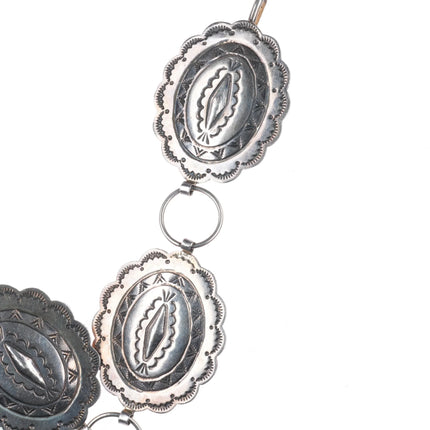 38.5" Robert Johnson Navajo sterling silver stamped link concho belt vintage