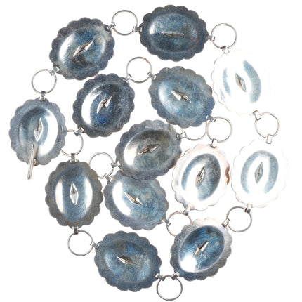 38.5" Robert Johnson Navajo sterling silver stamped link concho belt vintage