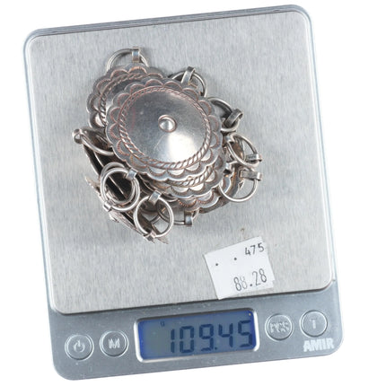 32.5" Vintage Navajo sterling silver hand stamped link concho belt vintage