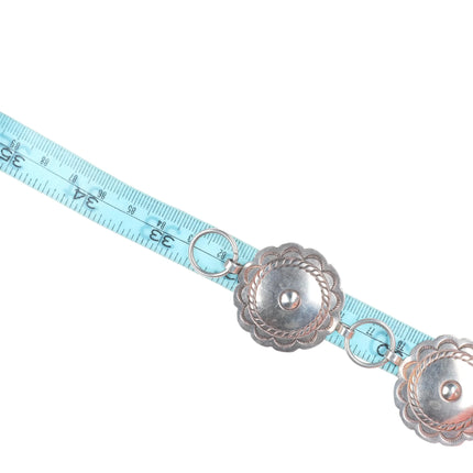 32.5" Vintage Navajo sterling silver hand stamped link concho belt vintage