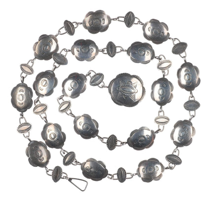 32.5" 30's-40's Vintage Navajo sterling silver link conch belt/hatband