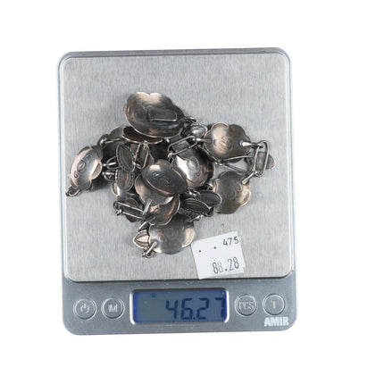 32.5" 30's-40's Vintage Navajo sterling silver link conch belt/hatband