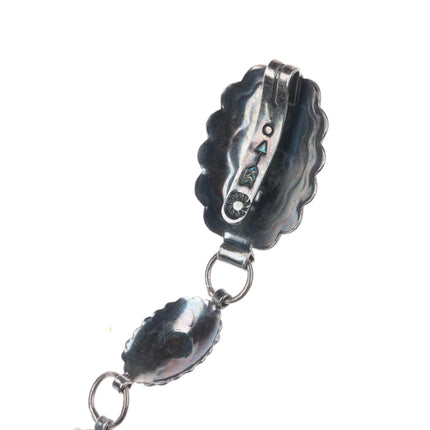 32" 40's-50's Fred Harvey sterling silver/turquoise link concho belt/hatband