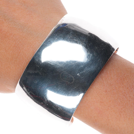 6.5" Sarah Cly Navajo wide band sterling silver domed cuff bracelet