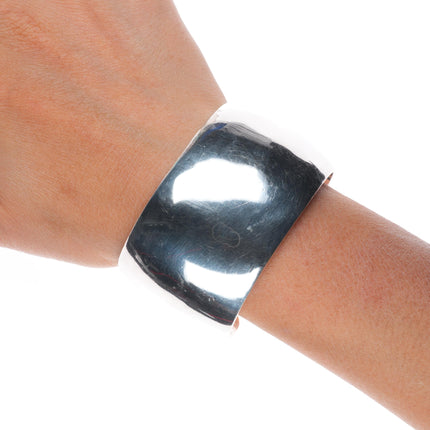 6.5" Sarah Cly Navajo wide band sterling silver domed cuff bracelet