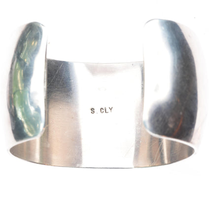 6.5" Sarah Cly Navajo wide band sterling silver domed cuff bracelet