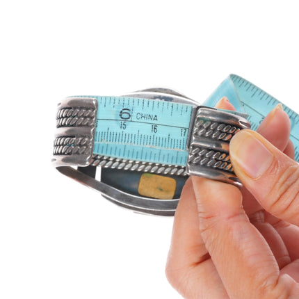 6.75" c1950's Navajo Blue Gem turquoise sterling silver cuff bracelet Battle Mtn