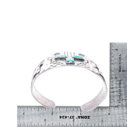 6.5" c1930 Navajo Fred Harvey Whirling Log Kachina Cuff Bracelet sterling silver