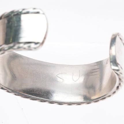 6.5" c1950's vintage Zuni cobblestone inlay turquoise cuff bracelet