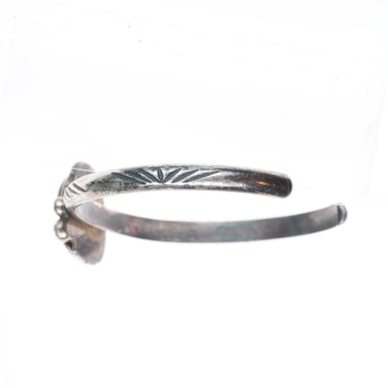 6.6" N Navajo vintage sterling silver spiderweb turquoise cuff bracelet