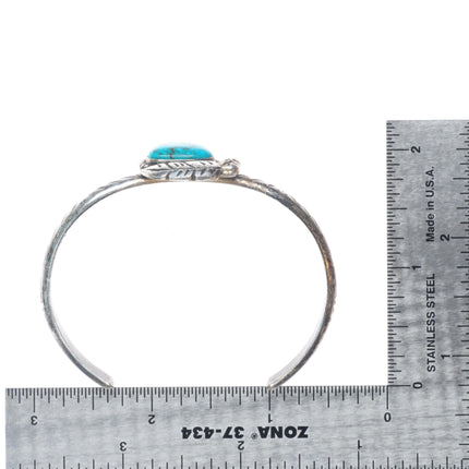 6.6" N Navajo vintage sterling silver spiderweb turquoise cuff bracelet