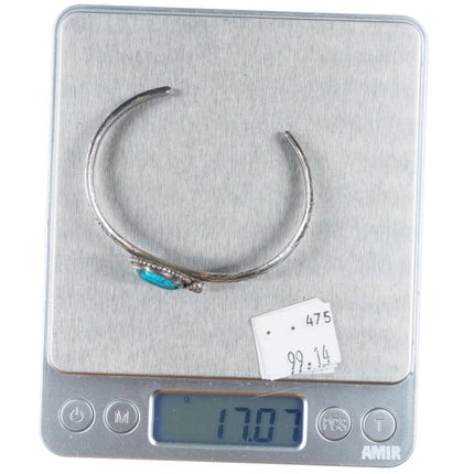 6.6" N Navajo vintage sterling silver spiderweb turquoise cuff bracelet