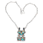 Vintage 40's-50's Zuni sterling silver multi-stone inlay antelope necklace