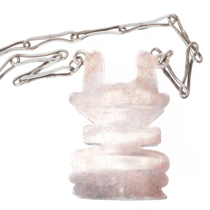 Vintage 40's-50's Zuni sterling silver multi-stone inlay antelope necklace