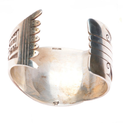 6.5" Vintage Hopi overlay Man in the Maze sterling silver cuff bracelet