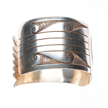 6.5" Vintage Hopi overlay Man in the Maze sterling silver cuff bracelet