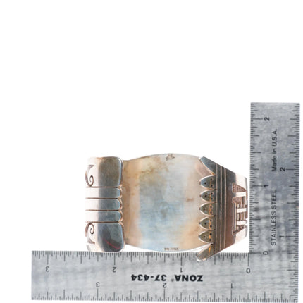 6.5" Vintage Hopi overlay Man in the Maze sterling silver cuff bracelet