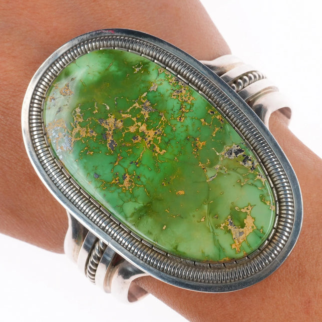 6.5" Walter Vandever Navajo sterling silver Carico Lake turquoise cuff bracelet