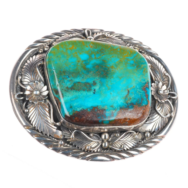 FNG Navajo sterling silver vintage belt buckle w/large gorgeous turquoise