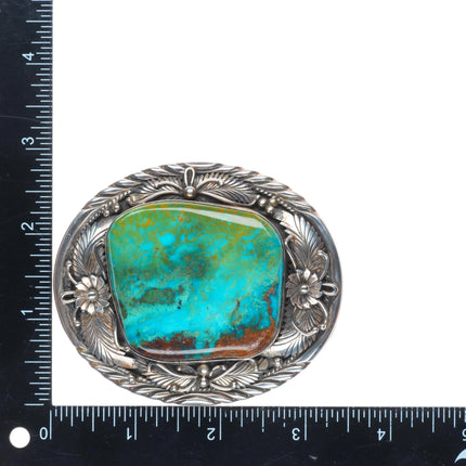 FNG Navajo sterling silver vintage belt buckle w/large gorgeous turquoise