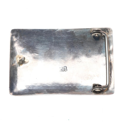 Vintage MB Navajo sterling silver belt buckle with turquoise