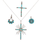 Vintage Zuni sterling silver snake eye/needlepoint turquoise cross/other pendant