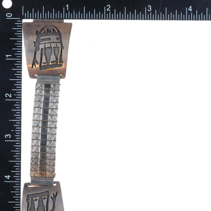 Steven Pooyouma Hopi Overlay sterling silver watch tips