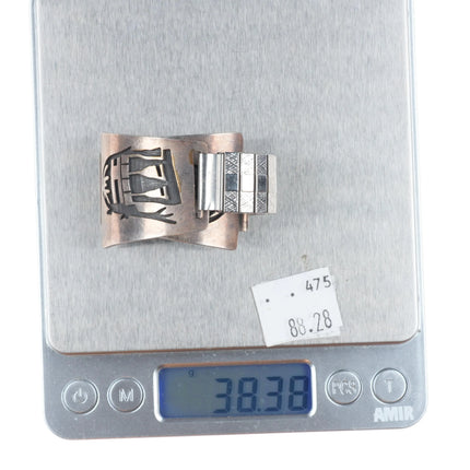 Steven Pooyouma Hopi Overlay sterling silver watch tips