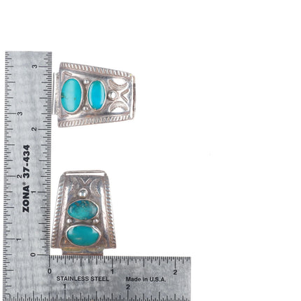 c1950's David Taliman Navajo/Cochiti sterling silver watch tips with turquoise
