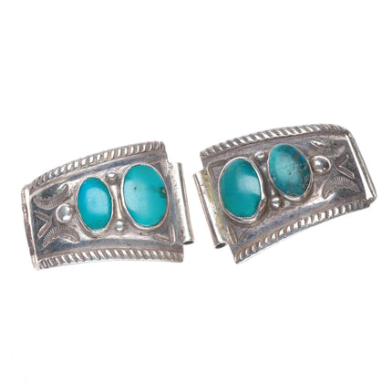 c1950's David Taliman Navajo/Cochiti sterling silver watch tips with turquoise