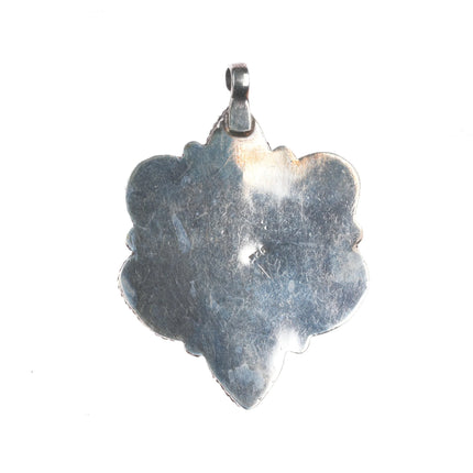 Vintage Southwestern sterling silver spiderweb turquoise cluster pendant