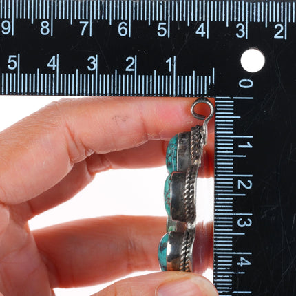 Vintage Southwestern sterling silver spiderweb turquoise cluster pendant