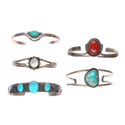 6.25"-6.75" Vintage Navajo/Southwestern sterling silver/turquoise cuff bracelets