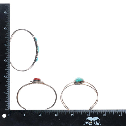 6.25"-6.75" Vintage Navajo/Southwestern sterling silver/turquoise cuff bracelets