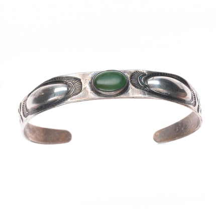 6.3" 1940's Navajo sterling silver Cerrillos turquoise cuff bracelet