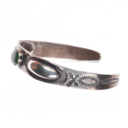 6.3" 1940's Navajo sterling silver Cerrillos turquoise cuff bracelet
