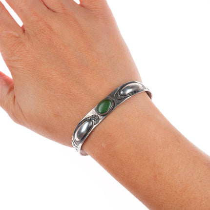 6.3" 1940's Navajo sterling silver Cerrillos turquoise cuff bracelet