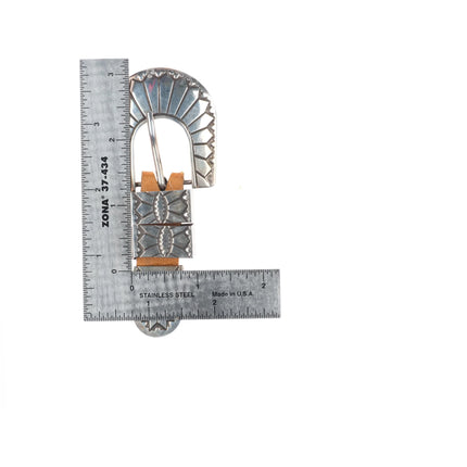 Vintage Navajo sterling silver ranger belt buckle set 3/4" NOS