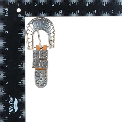 Vintage Navajo sterling silver ranger belt buckle set 3/4" NOS